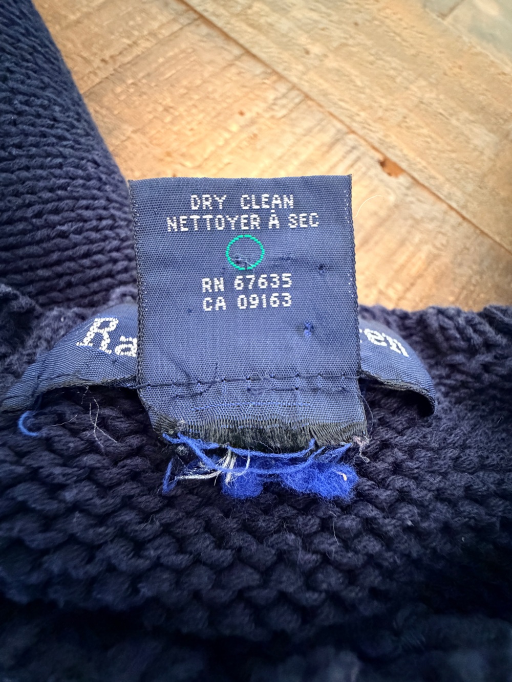 Vintage 90s Ralph Lauren American Flag Sweater Navy Blue Large Cotton USA Preppy - Picture 4 of 7
